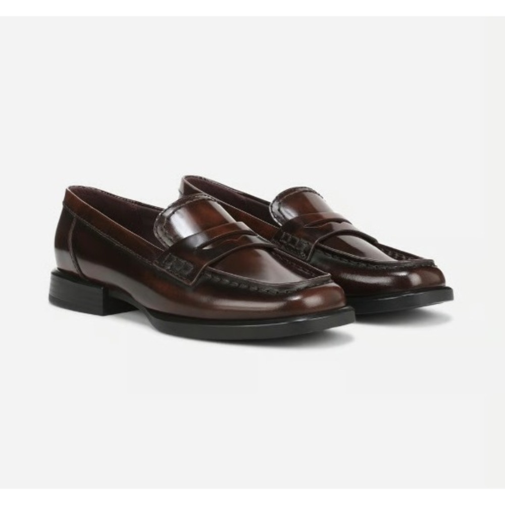 Naturalizer 27 Edit Haven Loafers Square Toe Leather Cappuccino Brown Size 6 M